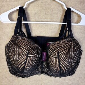 Adore Me Trezza Contour Plus Balconette Bra Size 42DDD Jet‎ Black Sirocco Beige